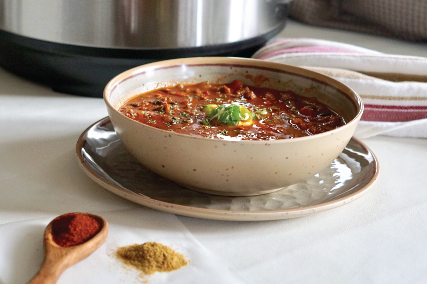 Bowl of homemade chili.